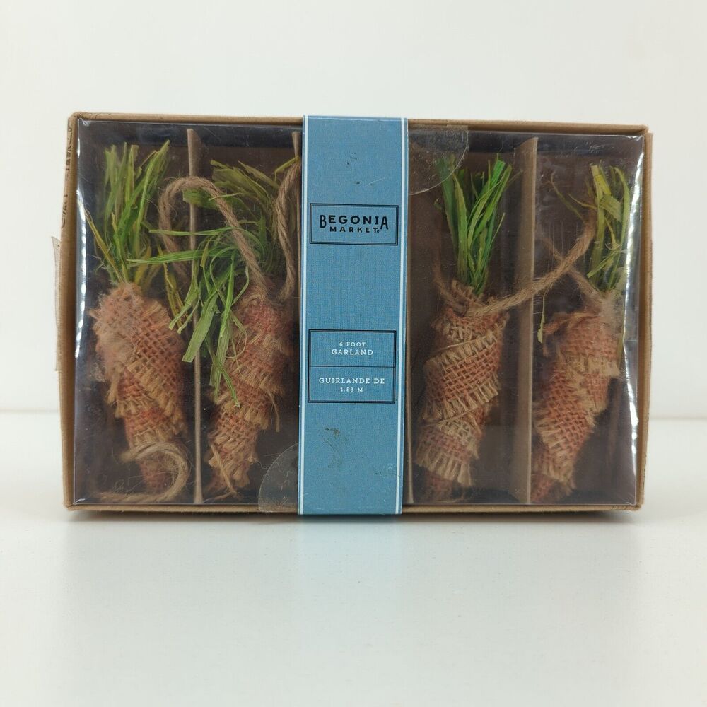 Begonia Market Carrot Garland 6 ft Orange Burlap String Farmhouse Rustic Spring